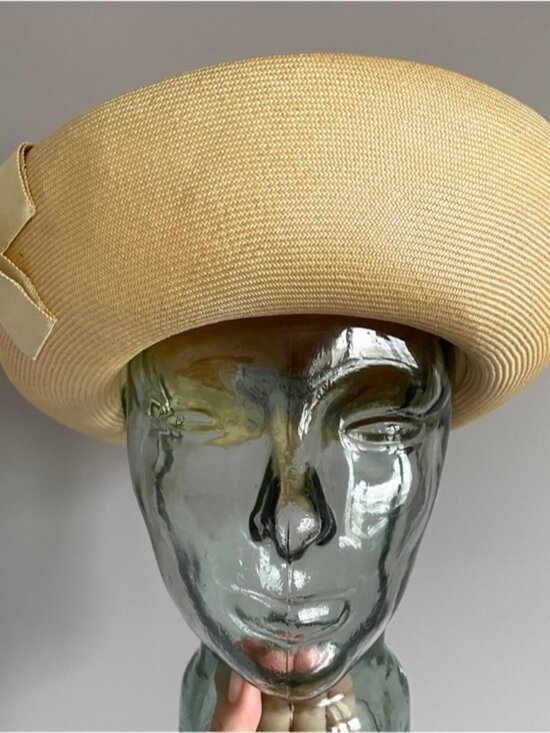 Vintage 60s Very Fine Straw Roller Hat w/ Upturned Brim - Small main image 8